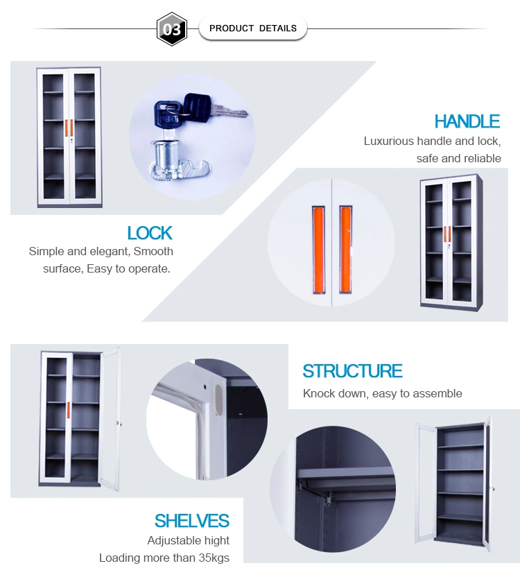 Mingxiu Steel Filing Cabinet with Glass Door / Metal Glass Door File Cabinet