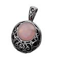 Rose Quartz 20MM Cabochon Alloy Gemstone Pendant