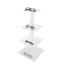 Customized Multi-layer Acrylic Square Rack - 4 Tiers Acrylic Eyeglasses Display Stand