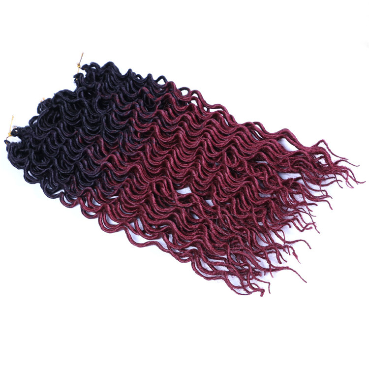 Wholesale 18 inch Curly Faux Locs Wavy Goddess Locs Crochet Hair Braids Pre looped Synthetic Hair Extension Wavy Soft Dreadlock