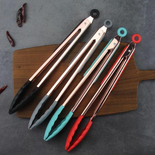 New colorful Stainless Steel Silicone Tips food tongs