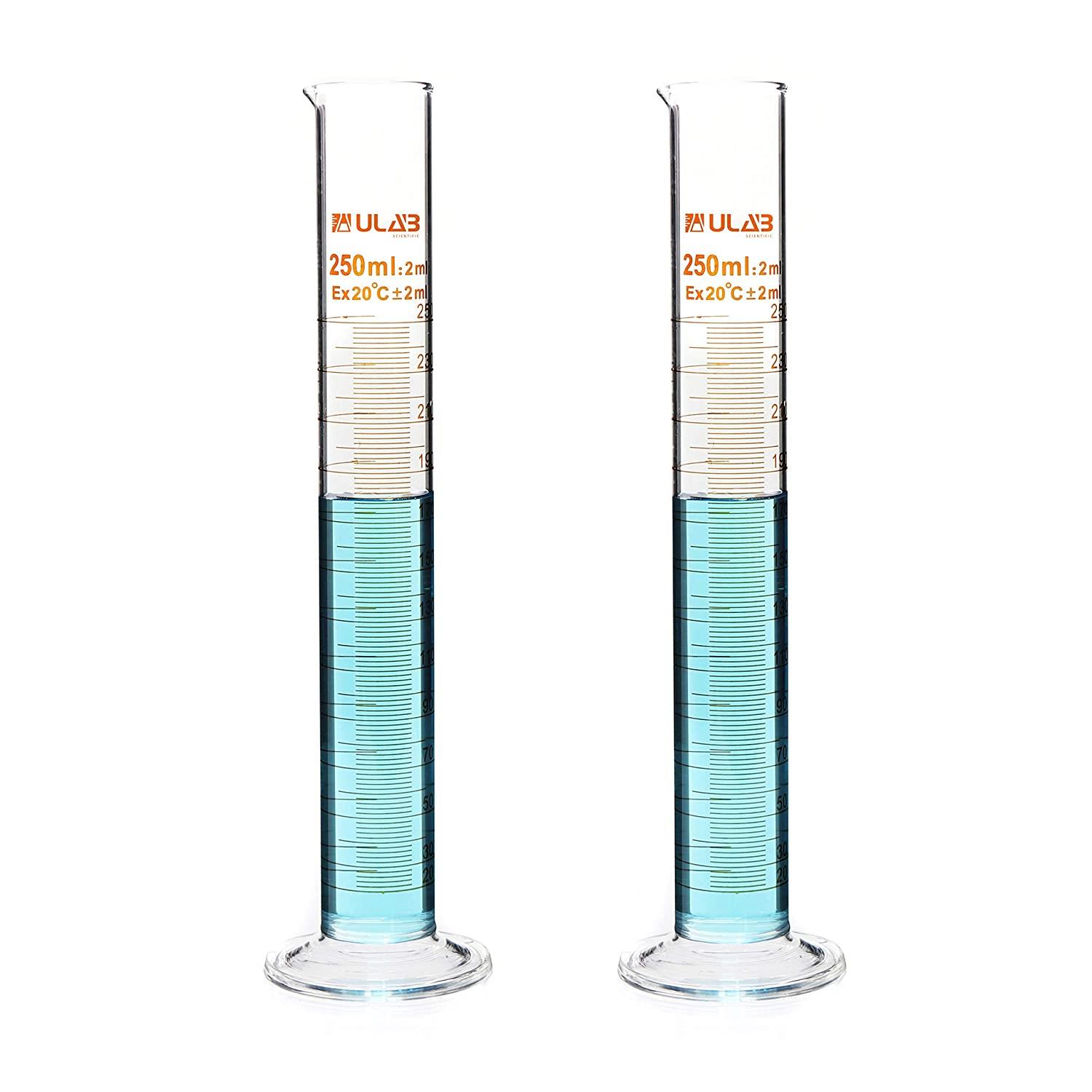 Glass Graduated 250ml Measuring Cylinder Tube With Round Base And Spout