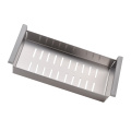 Stainless Steel Rectangular Colander Over the Kitchen Sink