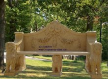 Marble Bench with Lion