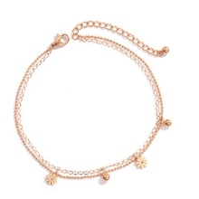Iywu Aceon Stainless Steel Extender Link Chain Anklet with Daisy Flower Bead Charm