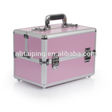 Stripe Aluminum caboodles makeup case with drawers