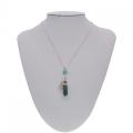 Collier tour de cou pendentif prisme hexagonal plume en agate aquatique