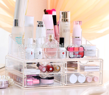 2 drawer acrylic makeup organizer acrylic clear cube cosmetic organizer