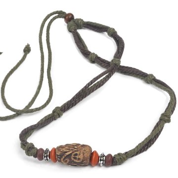 Hemp Necklace Handmade Surfer Choker Pendant Beads Stylish Tribal Men