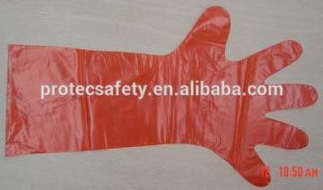 Disposable long sleeve PE gloves