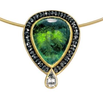 Luxury necklaces jewelry chain necklace with big green opal