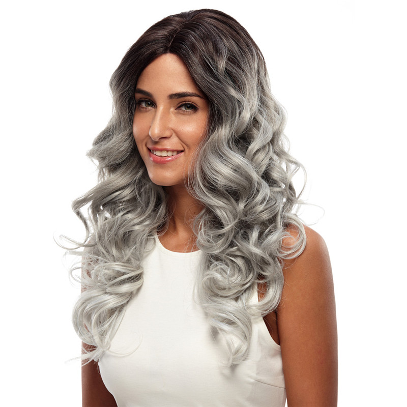 2018 trending product cheap long wavy curly lace front wig high temperature fiber synthetic wigs