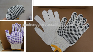 PVC dotted cotton gloves,bleached white PVC dotted working gloves