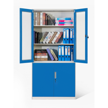 Librería de acero de alta gama con puertas de vidrio