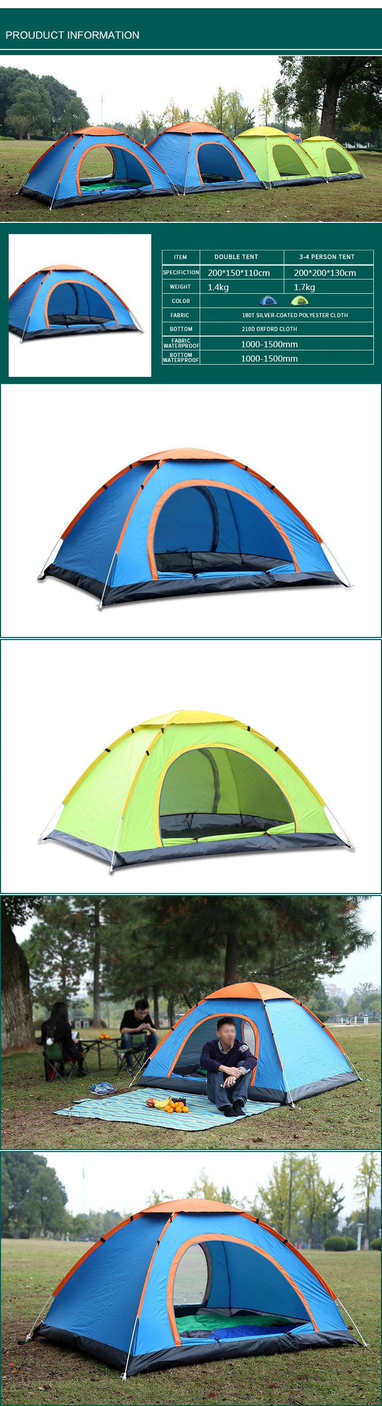 Customize Outdoor 3-4 Waterproof Automatic Pop up Camping Tent for Sale