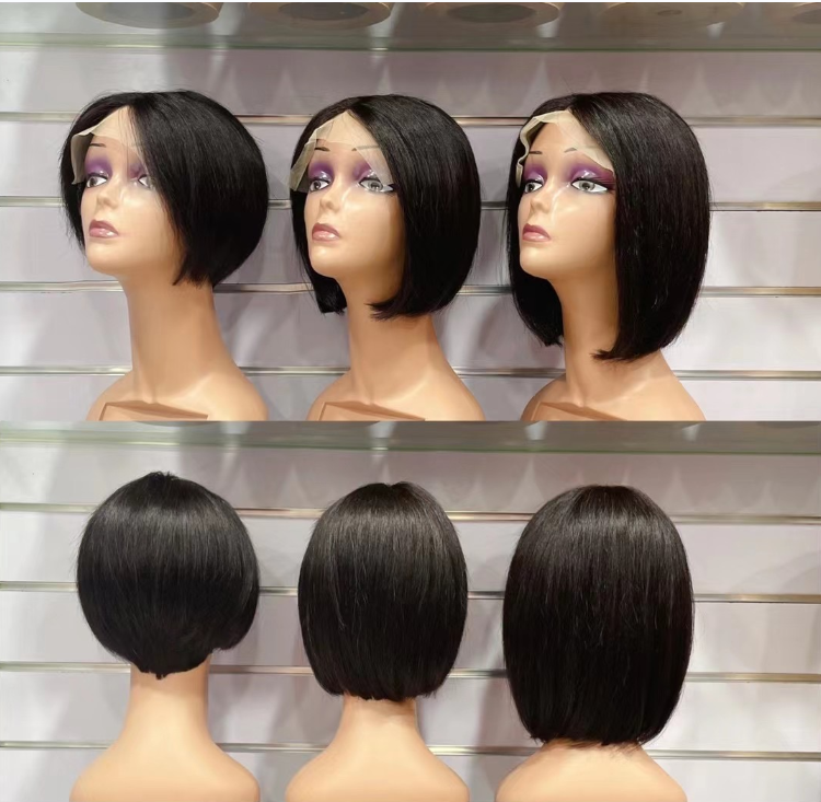 Wholesale Glueless indian T Part Lace Front Wig Short Hd Full Lace Bob Wigs Curly Lace Frontal Virgin Human Hair Wig