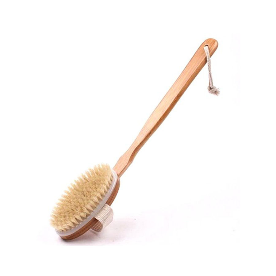 Dry brush sisal long handle bath brush wooden body brush