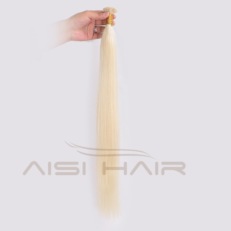 Aisi Hair 10A Unprocessed Blonde Human Hair Double Drawn Can Be Dyed Or Bleach I Tip Human Hair Extension 100g For Women