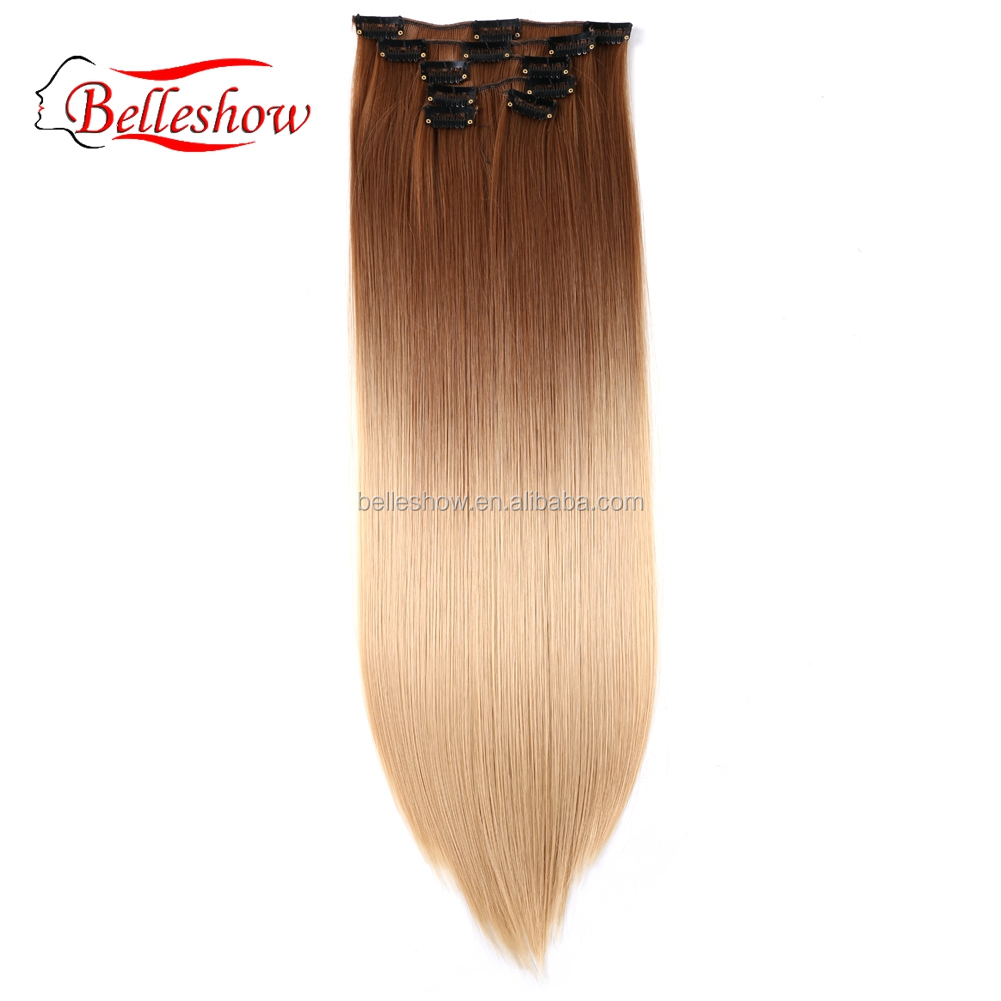 Hot sell Hot sale cheap 6pc Clip-On Hair Extension wholesale factory price synthetic hair straight Clip-On Hair Extension