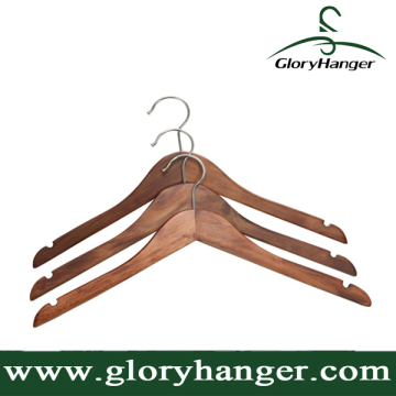 Non-Slip Walnut Wooden Clothes Hanger with Notched Shoulders