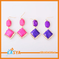 Emas kristal Pink Square Drop Grosir anting-anting.