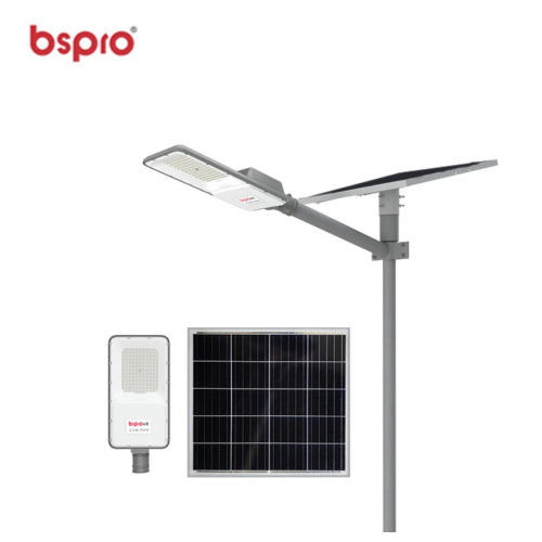 Integrated solar street light with solar panel