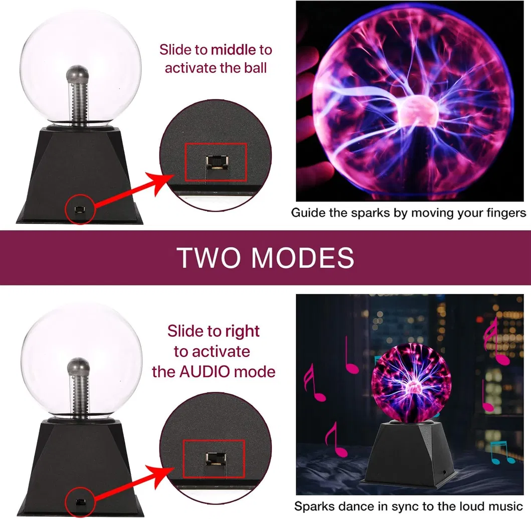 5-Inch Interactive Plasma Ball with Touch and Sound Sensitivity