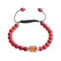 Amber dan Crown Charm Red Turquoise Beads Woven Gelang