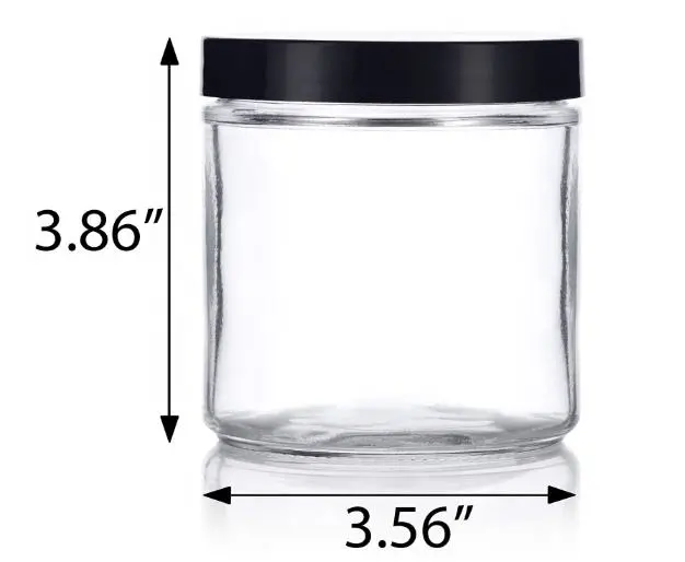 4oz 8oz 16oz Clear Herb Coffee Bean Glass Storage Bottle and Jar with Gold Lid