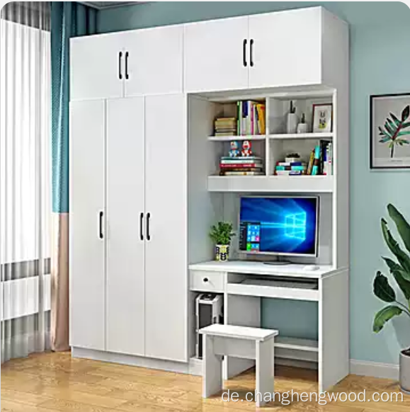 Computertisch mit Bücherregal- und Garderobenkombination
