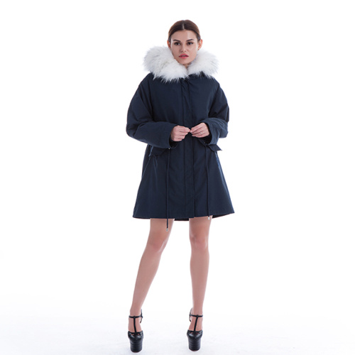 Fashionable White Plush krage Parker coat