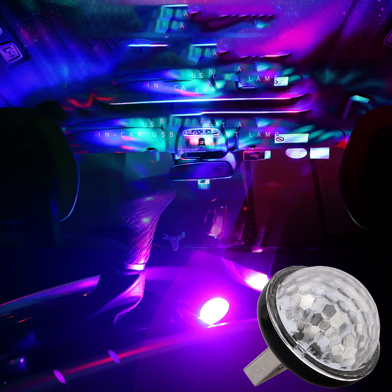 迷你 USB LED 氛围环境内饰灯 汽车语音控制 氛围灯 星星 夜灯 汽车装饰 银河灯