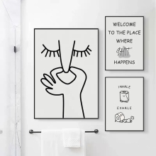 Black White Abstract Humor Bathroom Wall Art Prints