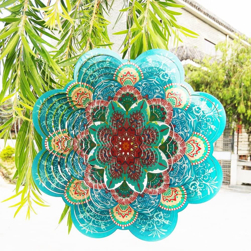 Multi Color Mandala Flower Wind Spinners