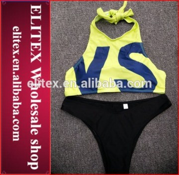 Wholesale Fashion English Note Sexy Yellow Latest Bikini Swimwear 2017