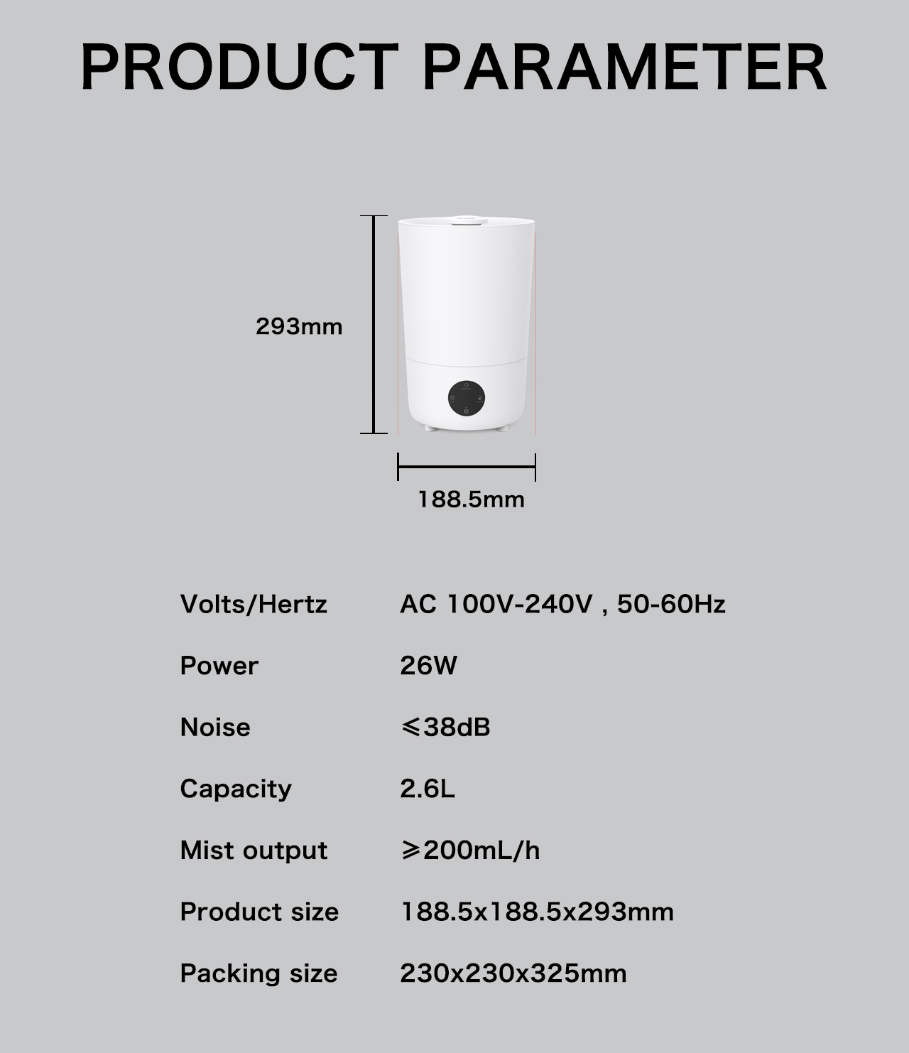 HTJ-2263 humidifier specification HTJ-2263 humidifier specification