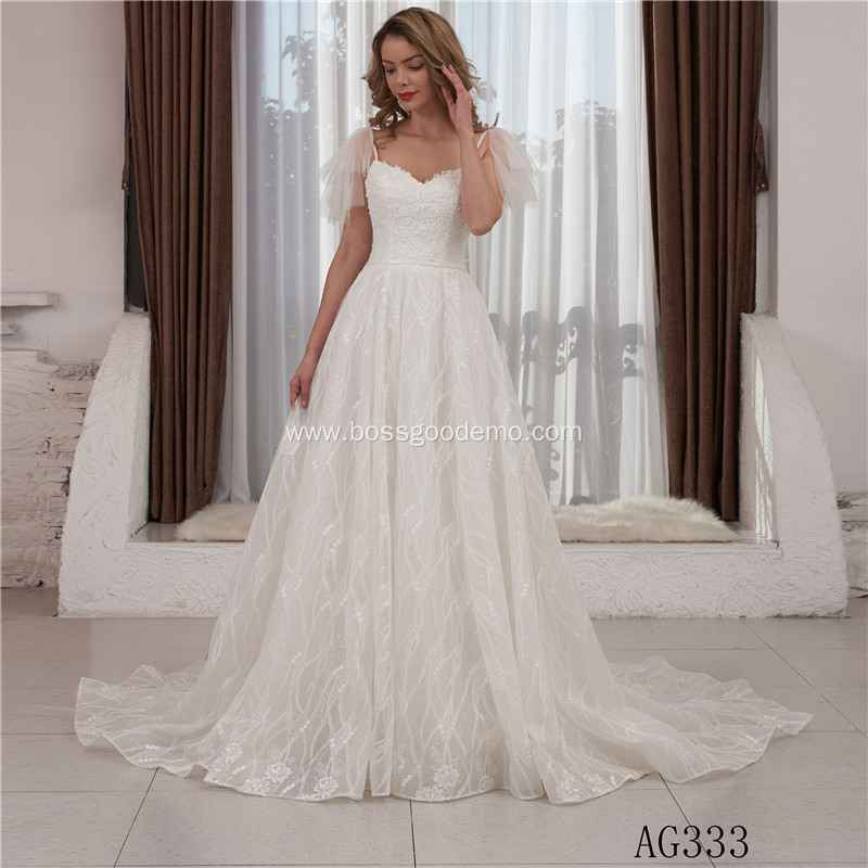 Sleeveless v neck Applique plus size wedding dress bridal gowns