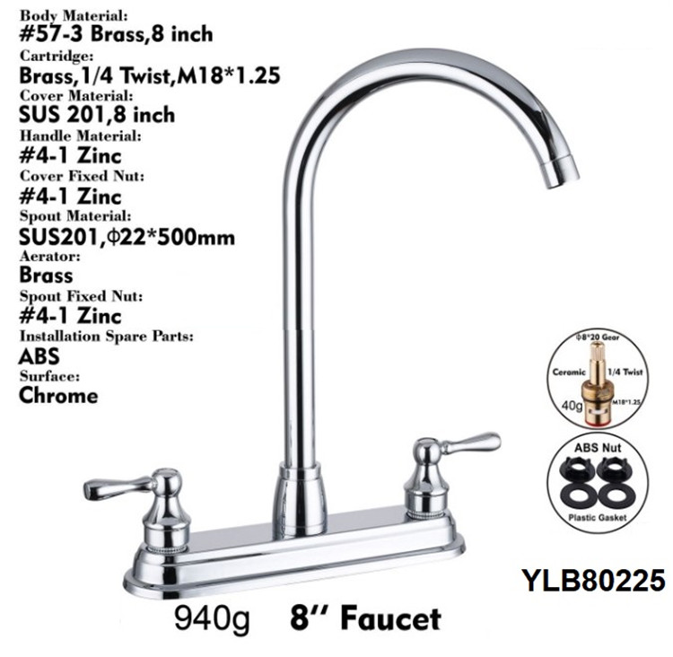 CE,IOS 9001 approved deck mounted 8inch Sink mixer, high quality brass sink faucet kitchen