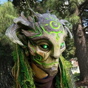 Glowing Forest Elf Old Man Latex Mask - Halloween Realistic Full Head Cover