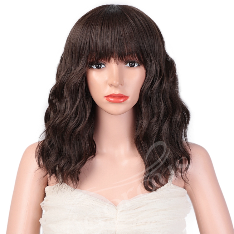 Hot Selling Afro Short Bob Cut For Women Deep Wave Machine Made Fashion Black Curly Synthetic Wig Vendor