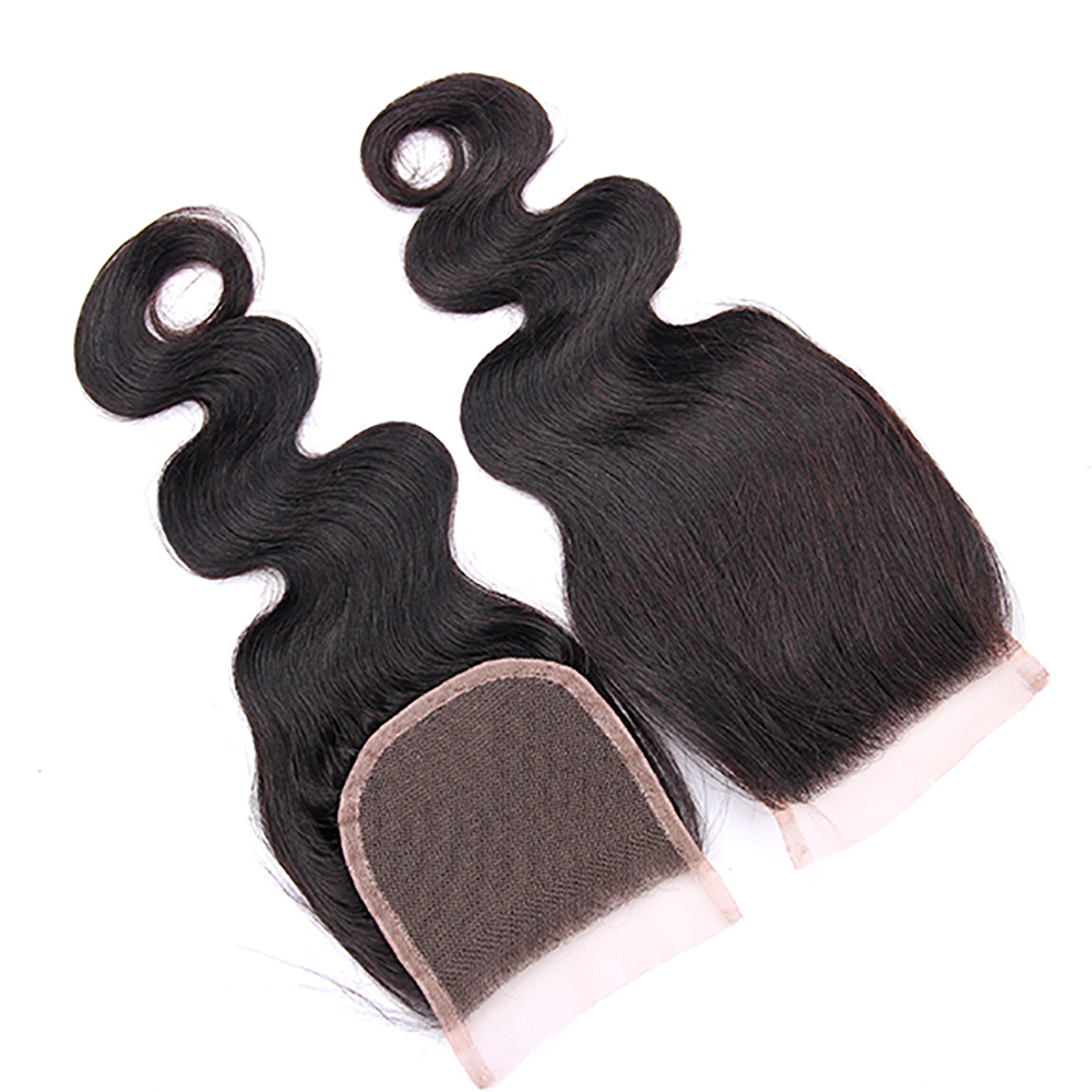 Wholesale virgin hair vendors body wave middle/free/three part closure natural color 4*4 swiss lace closure