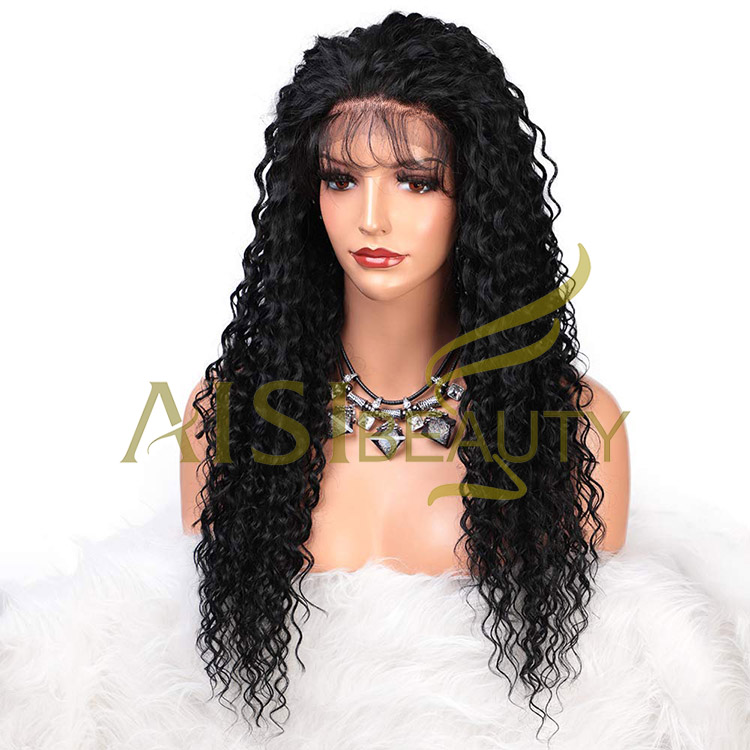 Aisi Beauty Hotselling Popular Vendor Long Wavy 13x6 Kinky Curly Black Lace Front Synthetic Hair For Black Women Lace Front Wig