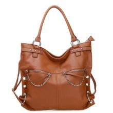 Vintage Camel Womens Leather Handbag Elegant For Girls , Euro Fashion
