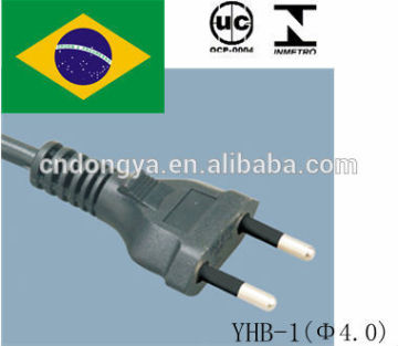 Brazil standard power cord electrical plug with UC approval for power adapter