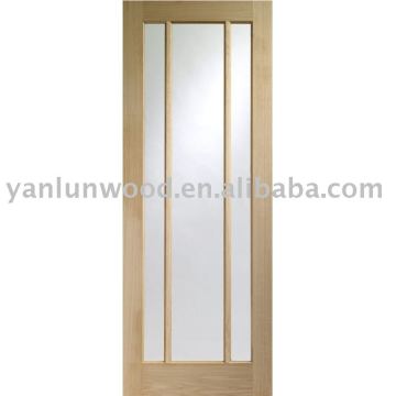 Sanding glass inserted bathroom wood door