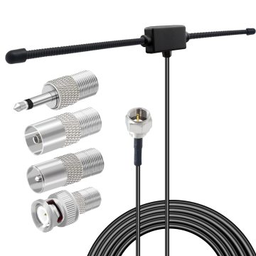 FM Radio Antenna for Home Stereo Receiver with 4-Type Adapters
