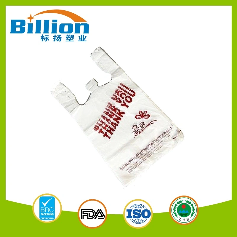 White Plastic Vest Bag with Thank You Printing Carrier Bags