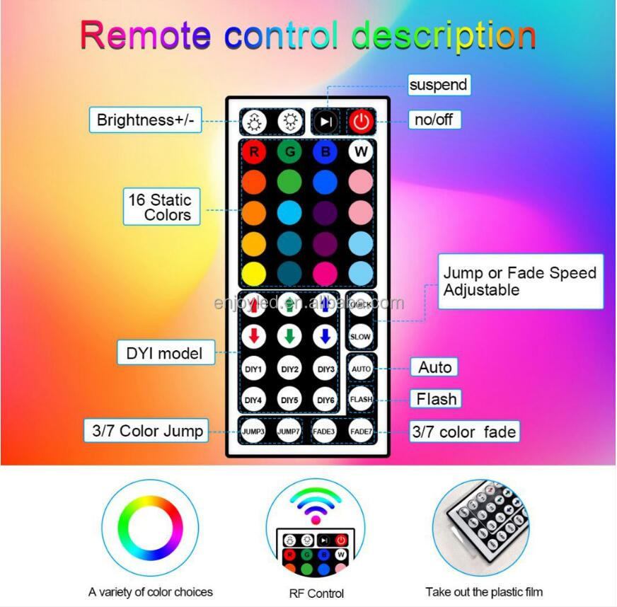 Waterproof 16.4ft Light Strip Color Changing RGB LED Strip Lights with Remote Control for Home Lighting Kitchen Bed