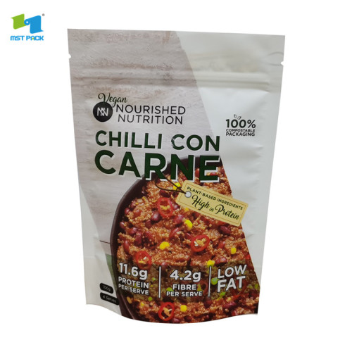 Custom printed compostable stand up pouch sealable packaging food