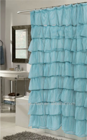 elegant solid spa blue color fabric shower curtain